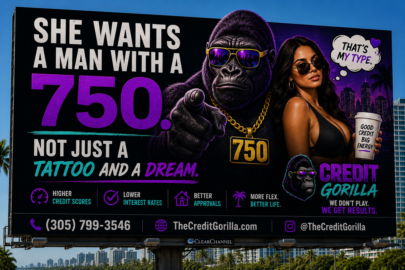 She wants a man with a 750 — Credit Gorilla billboard