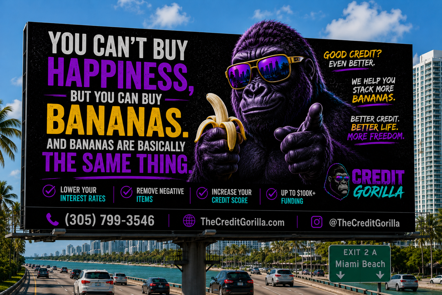 You can't buy happiness but you can buy bananas โ Credit Gorilla billboard